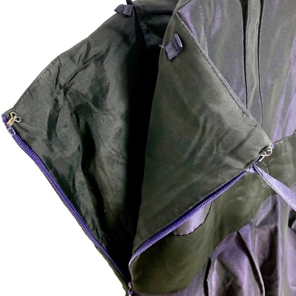 Strapless Pleated Bubble Hem Mini Cocktail Dress Fit Flare Size 4 Purple Taffeta - Picture 6 of 12